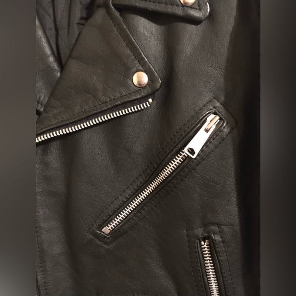 VINTAGE LEATHER JACKET STAR USA BIKER-STYLE - Picture 2 of 11